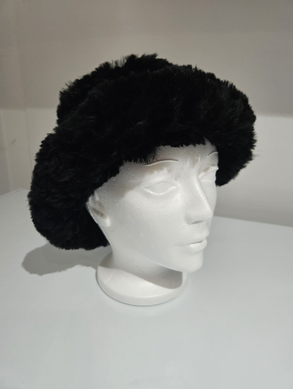 Black Rabbit Fur Hat Cloche Style